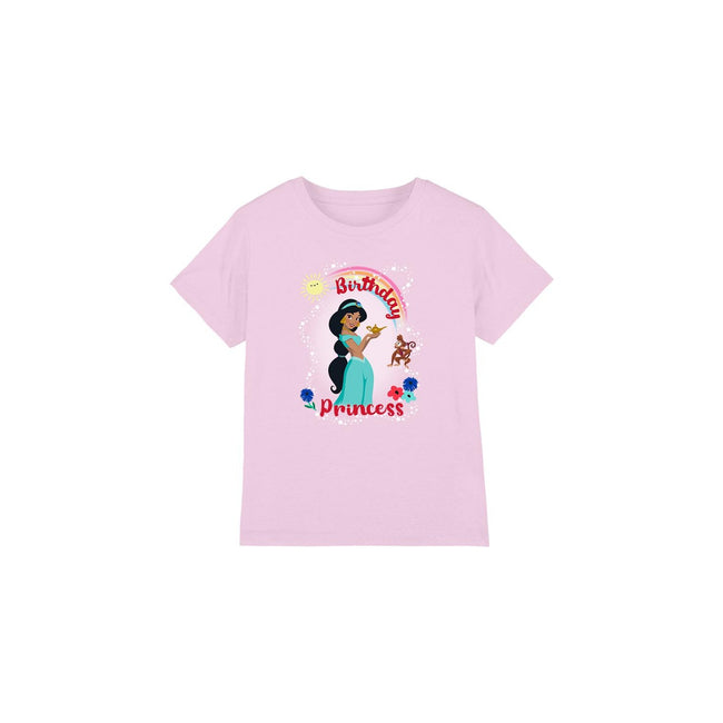 Pink - Front - Aladdin Childrens-Kids Birthday Princess Jasmine Abu T-Shirt