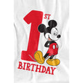 White - Side - Disney Childrens-Kids Mickey Mouse 1st Birthday T-Shirt
