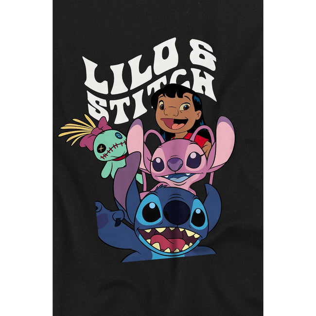 Black - Side - Lilo & Stitch Childrens-Kids Character Montage T-Shirt