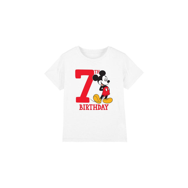 White - Front - Disney Childrens-Kids Mickey Mouse 7th Birthday T-Shirt