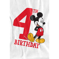 White - Side - Disney Childrens-Kids Mickey Mouse 4th Birthday T-Shirt