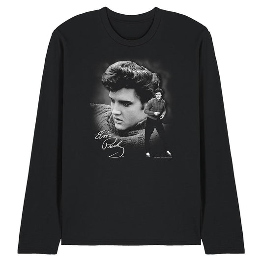 Black - Front - Elvis Presley Unisex Adult Sweater Long-Sleeved T-Shirt