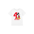 White - Front - Disney Childrens-Kids Mickey Mouse 4th Birthday T-Shirt