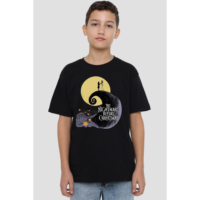 Black - Lifestyle - The Nightmare Before Christmas Childrens-Kids Moon Silhouette T-Shirt