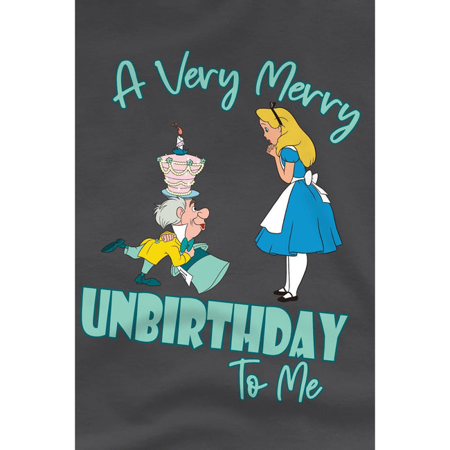 Charcoal - Side - Alice In Wonderland Childrens-Kids Very Merry Unbirthday To Me T-Shirt