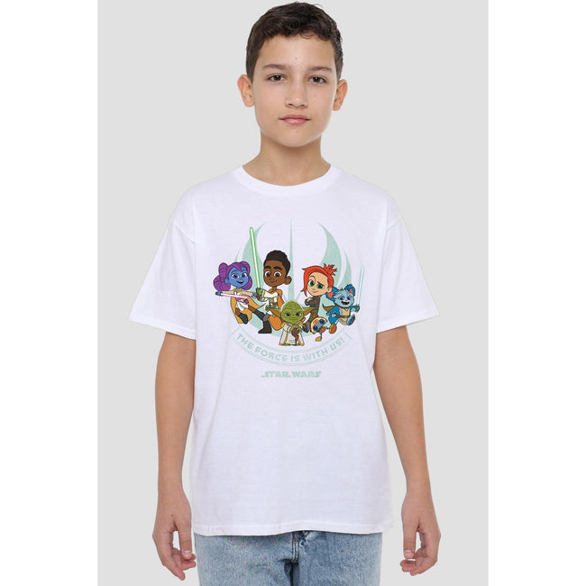 White - Lifestyle - Star Wars Childrens-Kids Young Jedi Adventure The Force Is With Us T-Shirt