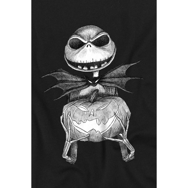 Black - Side - The Nightmare Before Christmas Childrens-Kids Jack Pumpkin Sketch T-Shirt