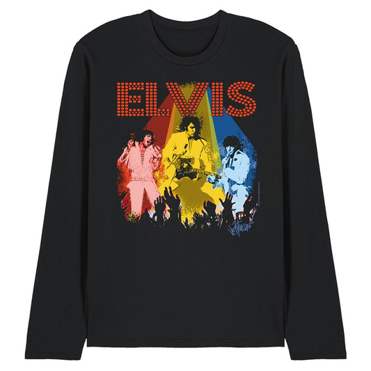 Black - Front - Elvis Presley Unisex Adult Vegas Remembered Long-Sleeved T-Shirt