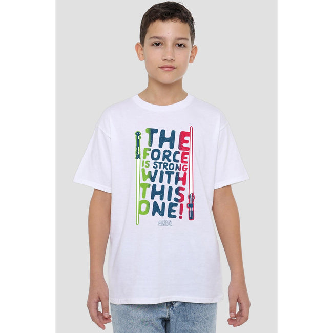 White - Lifestyle - Star Wars Childrens-Kids Force Is Strong T-Shirt