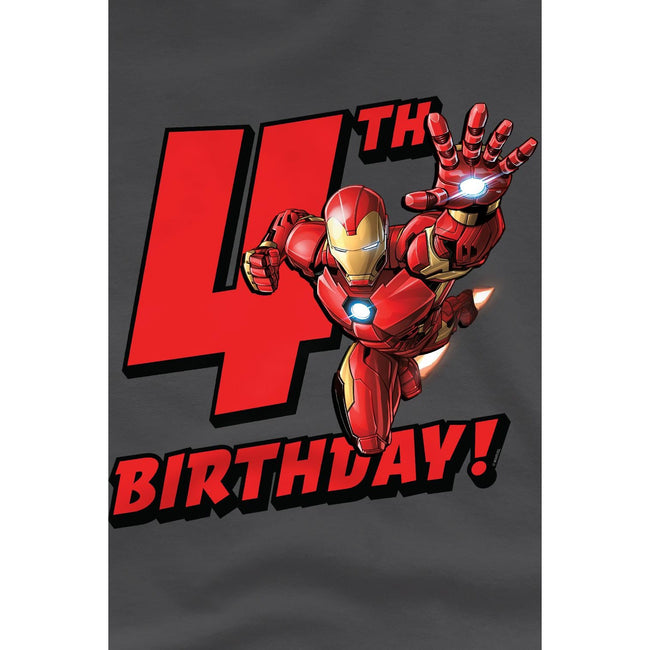 Charcoal - Side - Iron Man Childrens-Kids 4th Birthday T-Shirt
