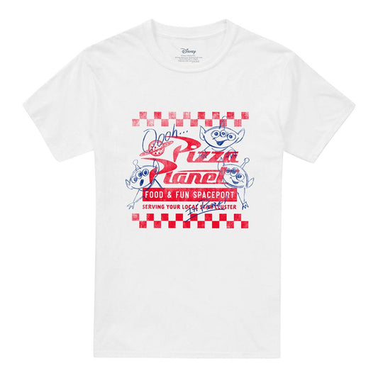 White - Front - Toy Story Unisex Adult Pizza Planet Menu Back Print T-Shirt