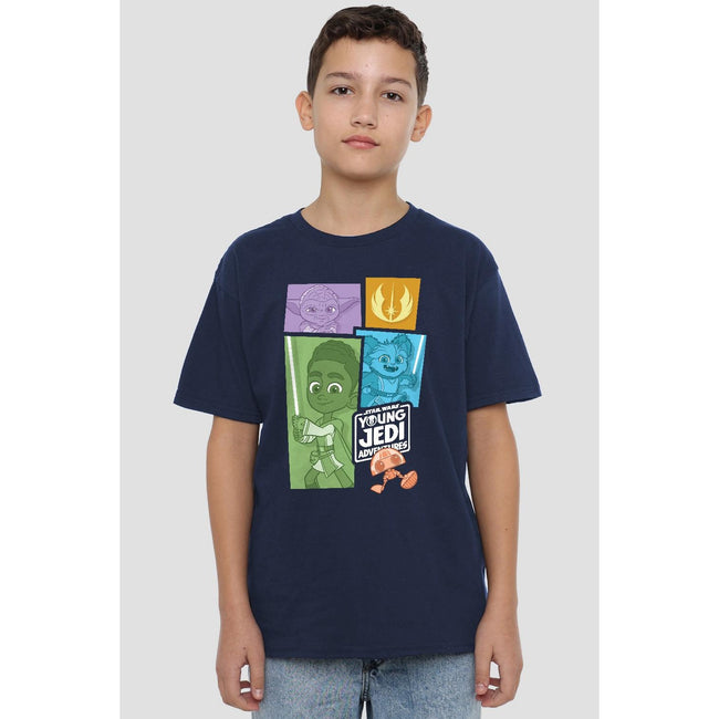 Navy - Lifestyle - Star Wars Childrens-Kids Young Jedi Adventure Blocks T-Shirt