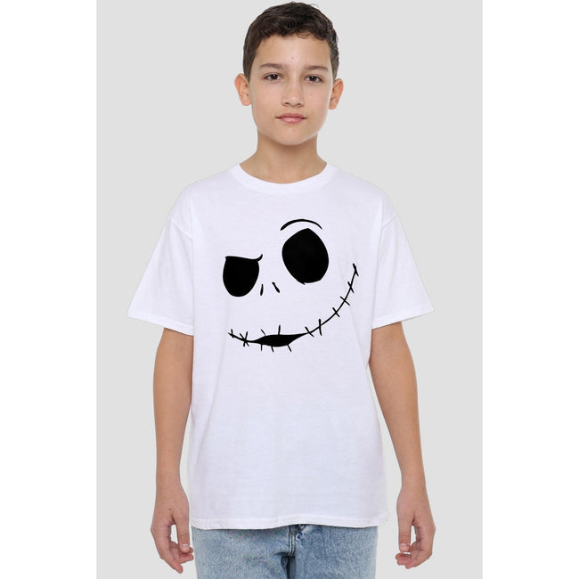 White - Lifestyle - The Nightmare Before Christmas Childrens-Kids Jack Face T-Shirt