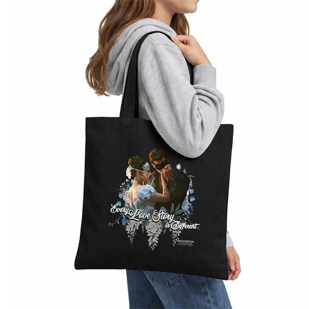 Black - Lifestyle - Bridgerton Benedict And Sophie Reusable Tote Bag