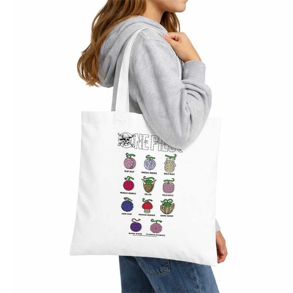 White - Lifestyle - One Piece Devil Fruits Tote Bag