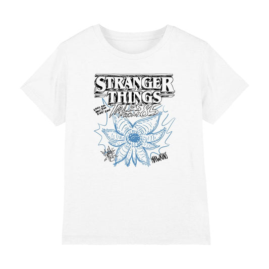 White - Front - Stranger Things Childrens-Kids Demogorgon Sketch T-Shirt