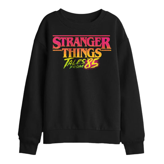 Black - Front - Stranger Things: Tales from ´85 Childrens-Kids Logo Sweatshirt