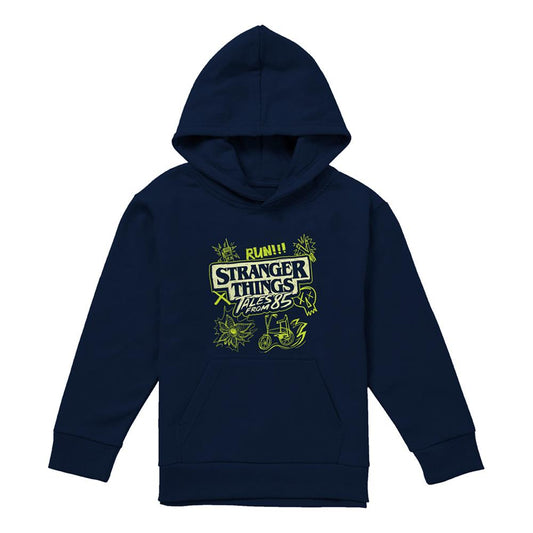 Navy - Front - Stranger Things: Tales from ´85 Childrens-Kids Graffiti Glow Hoodie