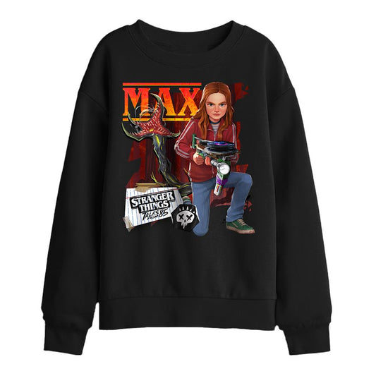 Black - Front - Stranger Things: Tales from ´85 Childrens-Kids Max Sweatshirt