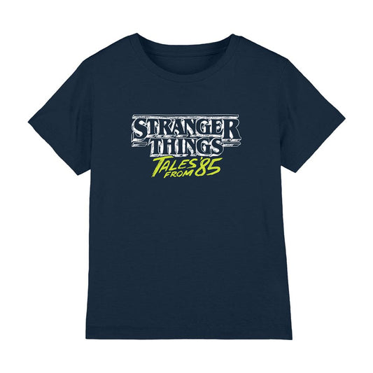Navy - Front - Stranger Things: Tales from ´85 Childrens-Kids Two Tone Logo T-Shirt