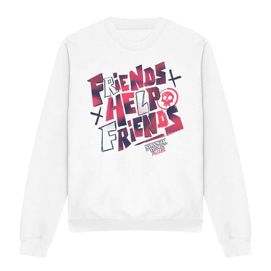 White - Front - Stranger Things: Tales from ´85 Unisex Adult Friends Help Sweatshirt