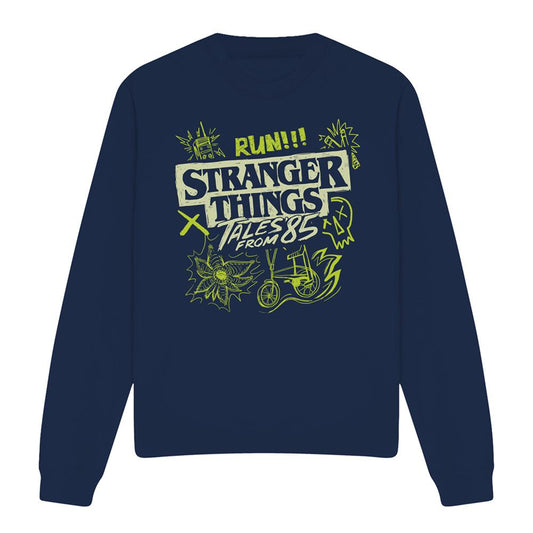 Navy - Front - Stranger Things: Tales from ´85 Unisex Adult Graffiti Glow Sweatshirt
