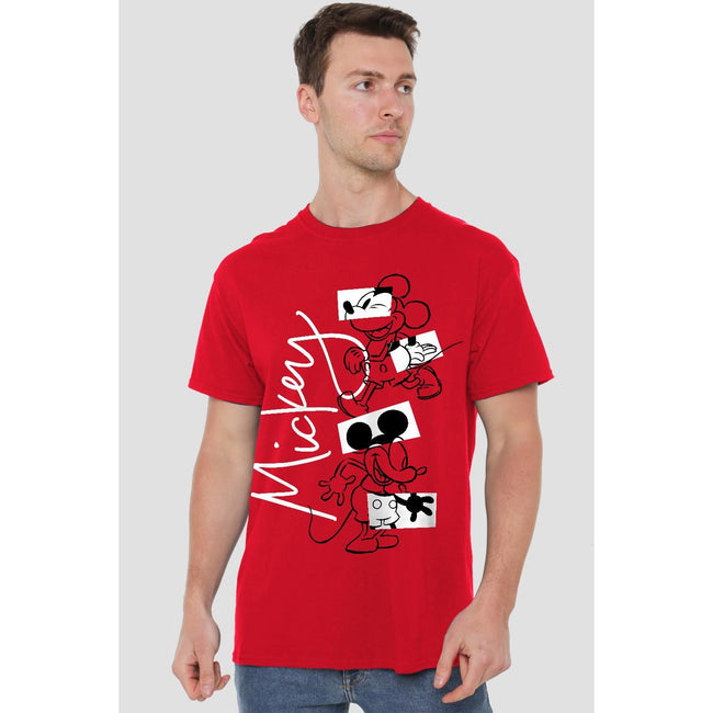 Red - Lifestyle - Disney Mens Mickey Mouse Geometric Shapes T-Shirt