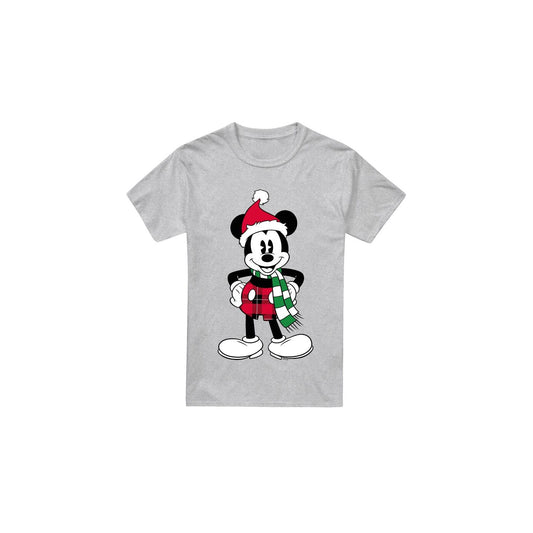 Sport Heather - Front - Disney Mens Mickey Mouse Tartan Christmas T-Shirt