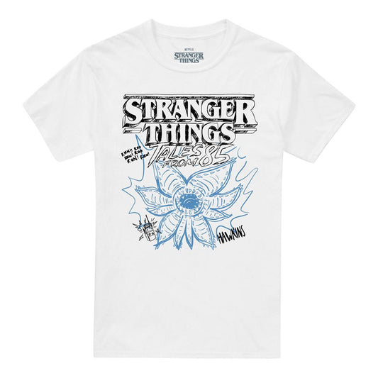 White - Front - Stranger Things: Tales from ´85 Unisex Adult Demogorgon Sketch T-Shirt