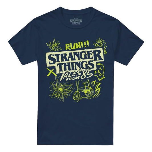 Navy - Front - Stranger Things: Tales from ´85 Unisex Adult Graffiti Glow T-Shirt