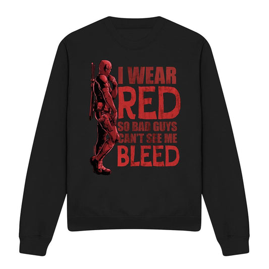 Black - Front - Deadpool & Wolverine Unisex Adult Wear Red Can´t See Me Bleed Sweatshirt