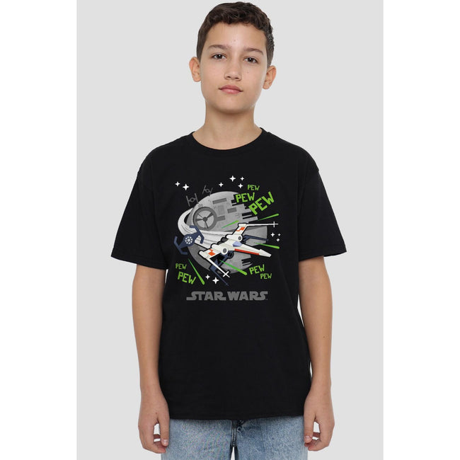 Black - Lifestyle - Star Wars Childrens-Kids Pew Pew X-Wing T-Shirt