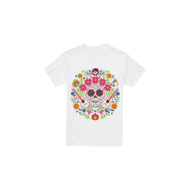 White - Front - Coco Mens Day Of The Dead Ernesto Miguel Hector Patch T-Shirt