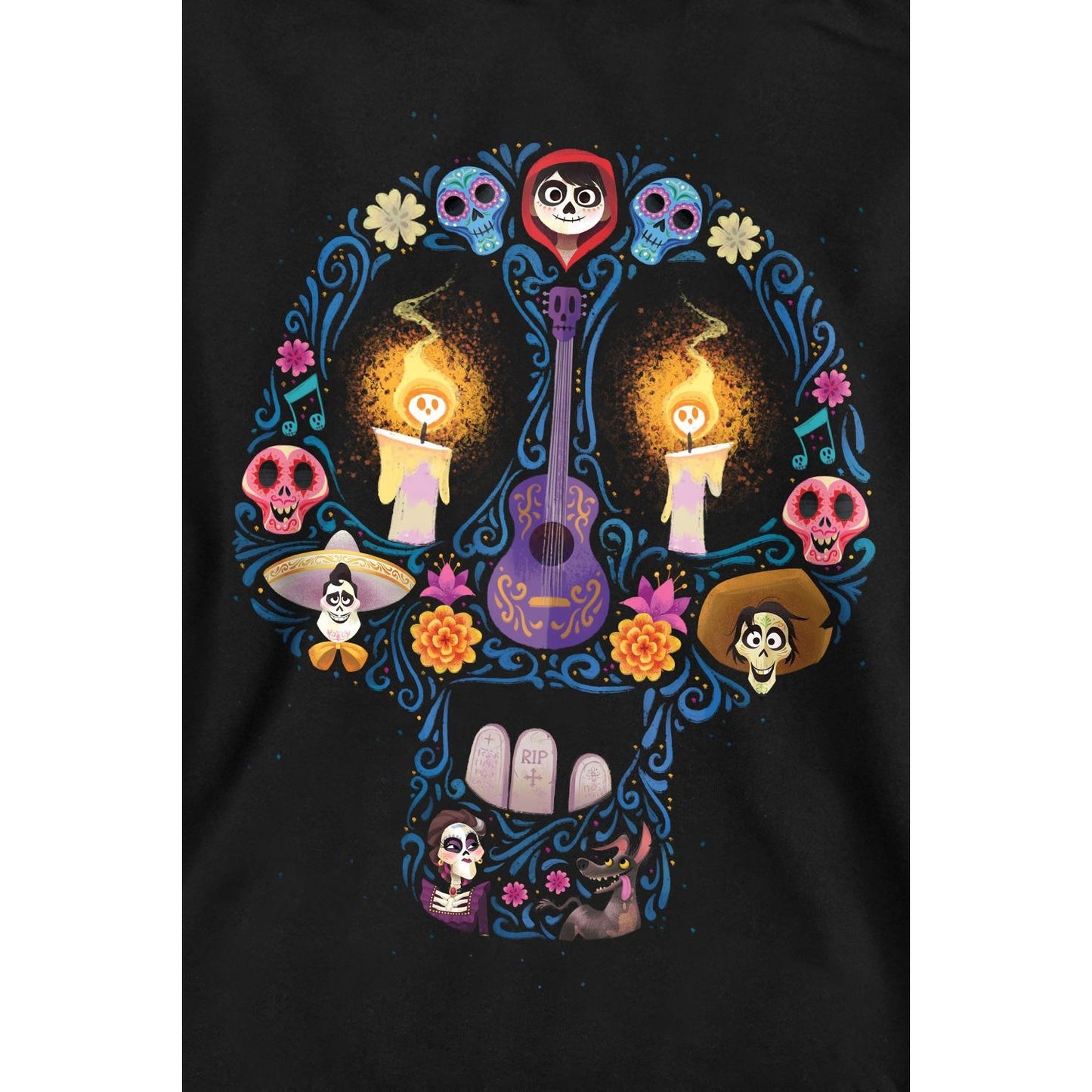 Black - Lifestyle - Coco Unisex Adult Day Of The Dead Ernesto Miguel Hector Skull Sweatshirt