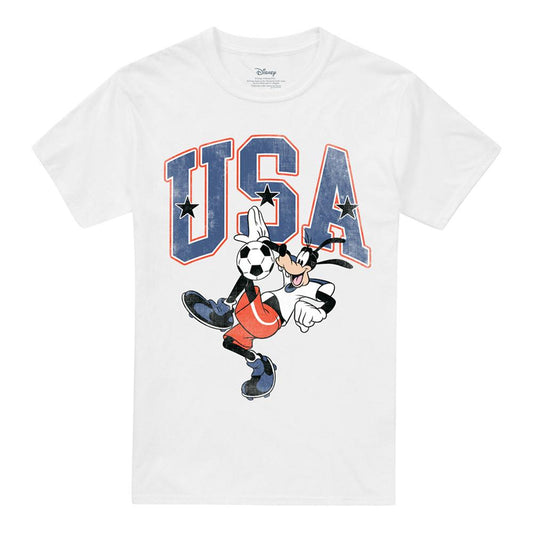 White - Front - Disney Unisex Adult USA Goofy Football T-Shirt