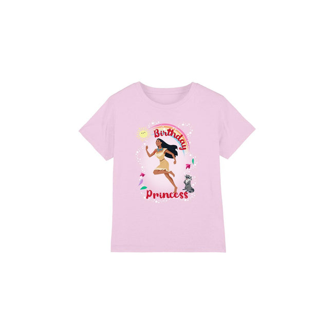 Pink - Front - Pocahontas Childrens-Kids Birthday Princess Meeko T-Shirt