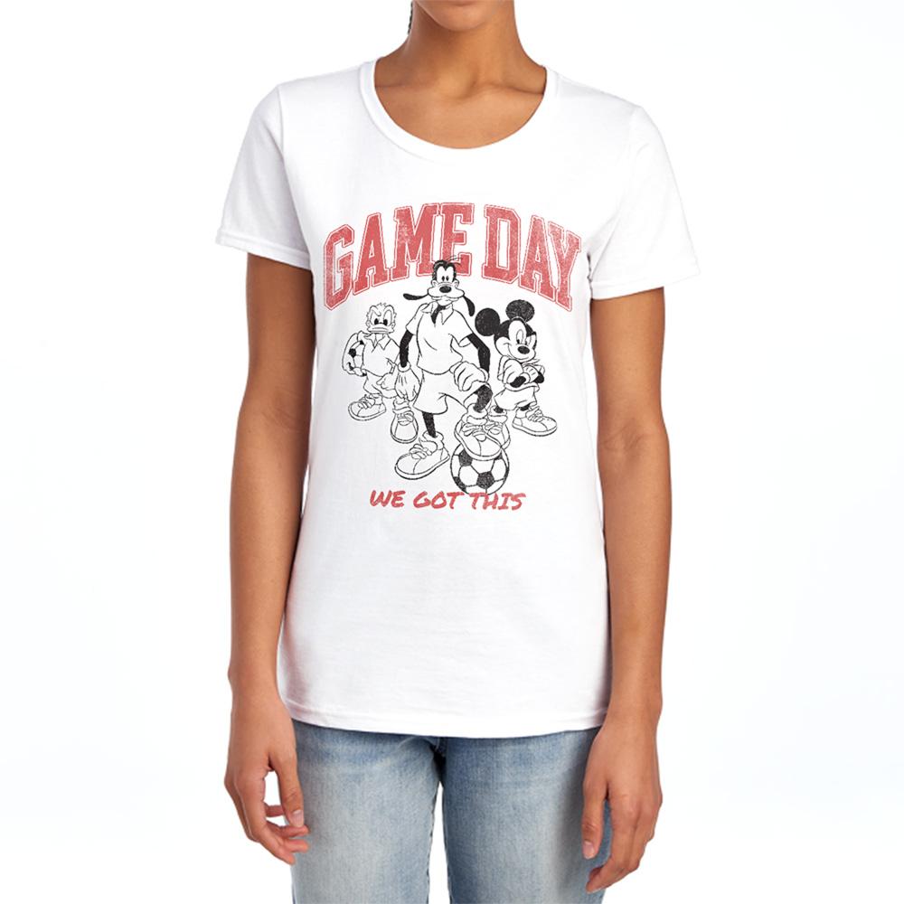 White - Lifestyle - Disney Womens-Ladies Friends Game Day Mickey T-Shirt