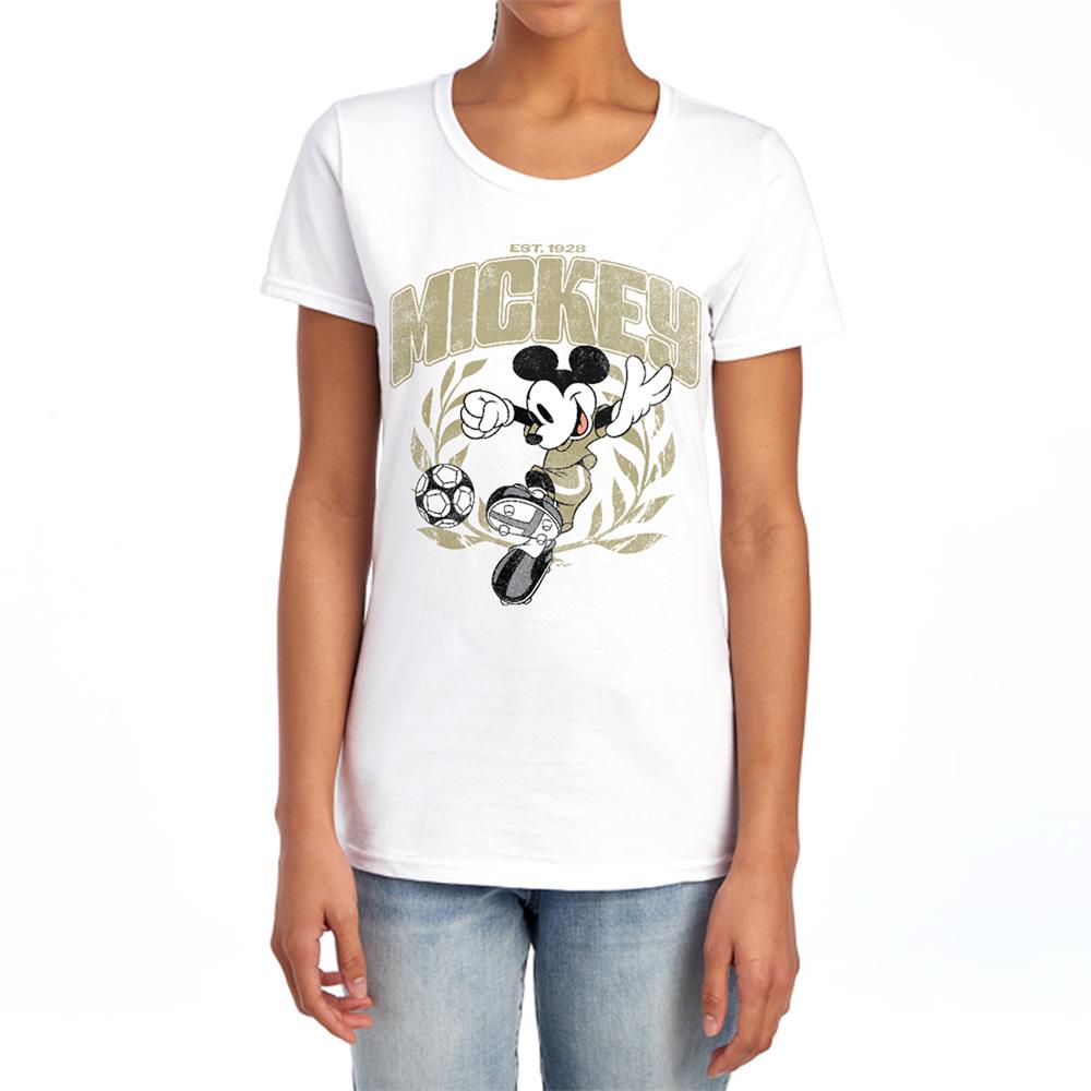 White - Lifestyle - Disney Womens-Ladies Mickey Mouse Laurel Football T-Shirt