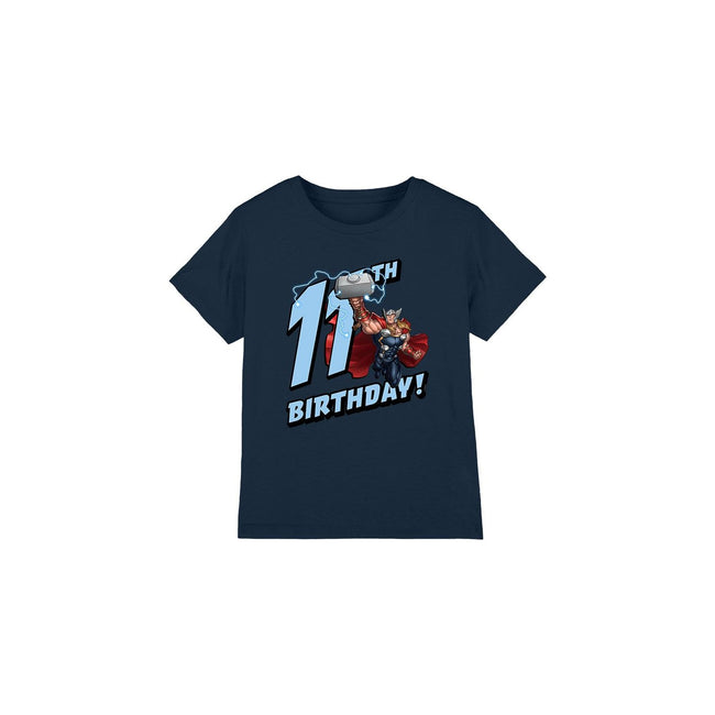 Navy - Front - Thor Childrens-Kids 11th Birthday T-Shirt