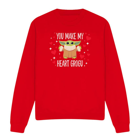 Red - Front - Star Wars Unisex Adult You Make My Heart Grogu Sweatshirt
