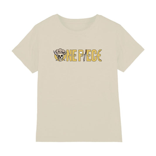 Natural - Front - One Piece Childrens-Kids Sanji Chef Logo T-Shirt