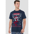 Navy - Back - Spider-Man Mens Snowflake Christmas Sweater T-Shirt