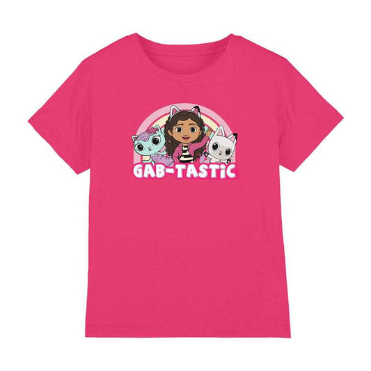 Hot Pink - Front - Gabby´s Dollhouse Childrens-Kids Rainbow T-Shirt