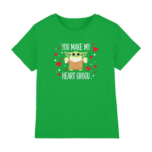 Kelly Green - Front - Star Wars Childrens-Kids You Make My Heart Grogu T-Shirt
