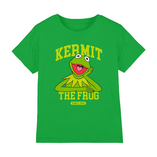 Kelly Green - Front - The Muppets Childrens-Kids Kermit Collegic T-Shirt