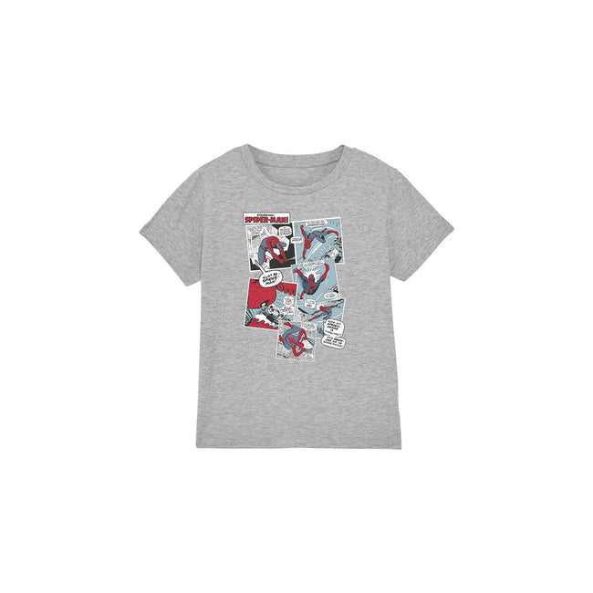 Sport Heather - Front - Spider-Man Childrens-Kids Panel Collage T-Shirt