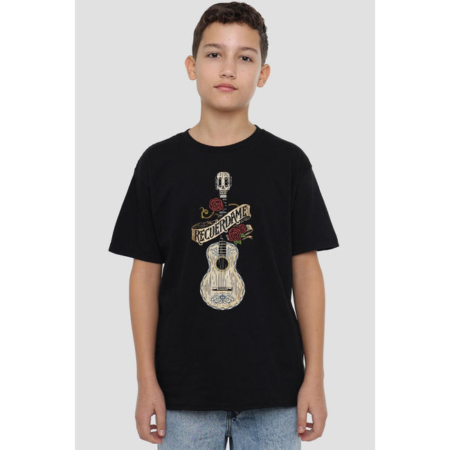Black - Back - Coco Childrens-Kids Recuerdame Famous Guitar Ernesto T-Shirt