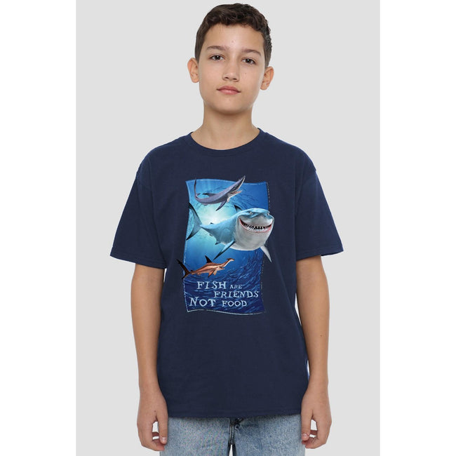 Navy - Back - Finding Nemo Childrens-Kids Fish Are Friends T-Shirt