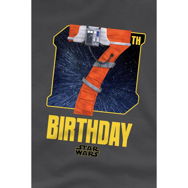 Charcoal - Lifestyle - Star Wars Childrens-Kids X-Wing Fighter Space 7th Birthday T-Shirt