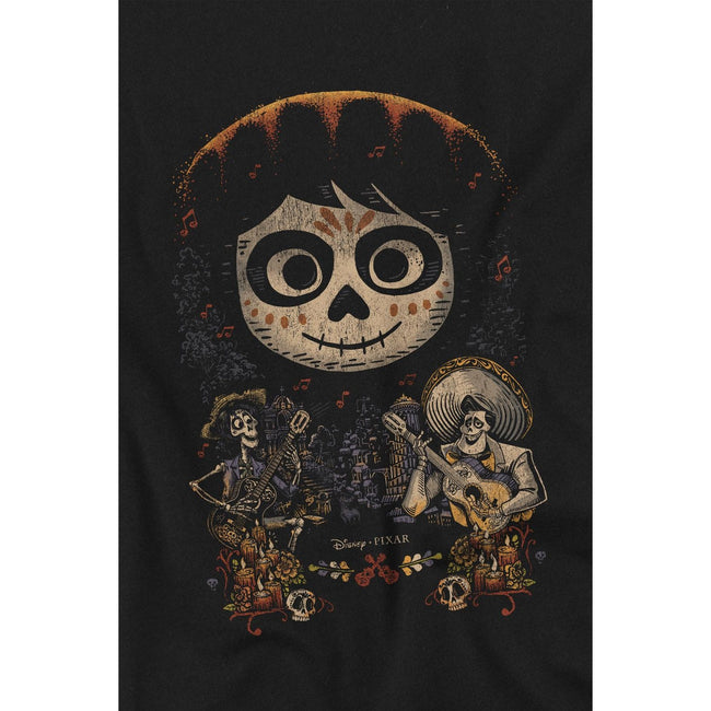 Black - Lifestyle - Coco Mens Ernesto Miguel Hector Painted Poster With Skull T-Shirt